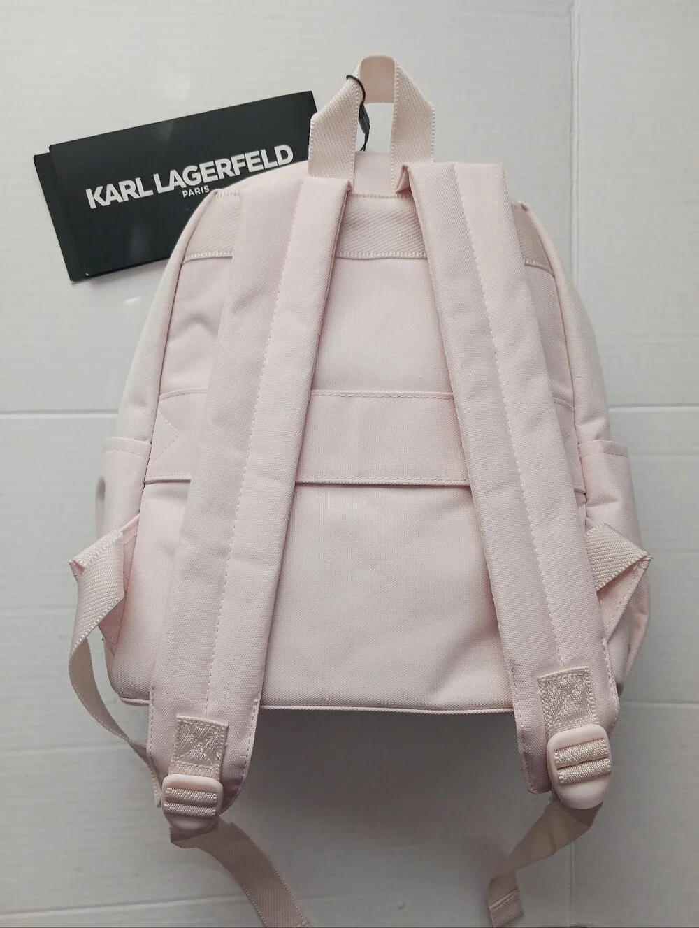 NWT- Karl Lagerfeld Paris Pink Cat Mini Backpack 12.25in Tall Logo Lined